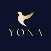 Yona Logo Design. abstrakt Vogel Vektor Logotyp. Luxus Vogel Logo Vorlage.