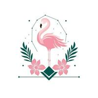 flamingo och blommor abstrakt illustration. vektor ikon av tropisk fågel och naturlig element.