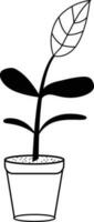 schön Blume Hand Zeichnung schwarz Linie Kunst, Gekritzel, Symbol Blumen im Pflanze Topf Vektor Illustration isoliert auf Weiß Hintergrund,