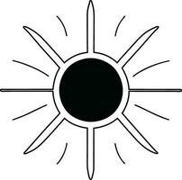 Sol ikon svart linje teckning eller klotter logotyp solljus tecken symbol väder element vektor illustration