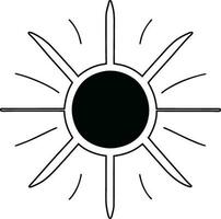 Sonne Symbol schwarz Linie Zeichnung oder Gekritzel Logo Sonnenlicht Zeichen Symbol Wetter Element Vektor Illustration