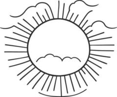 Sonne Symbol schwarz Linie Zeichnung oder Gekritzel Logo Sonnenlicht Zeichen Symbol Wetter Wolken Element Karikatur Stil Vektor Illustration