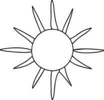 Sol ikon svart linje teckning eller klotter logotyp solljus tecken symbol väder element vektor illustration