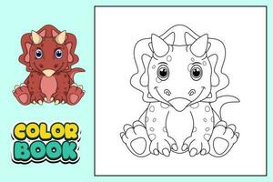 Färbung Buch zum Kinder süß Triceratops vektor