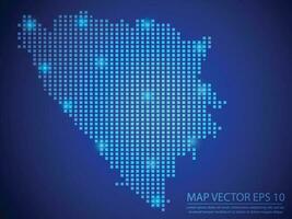 Platz Punkt Karte Blau Farbe, Bosnien und Herzegowina Karte mit Licht auf Blau Hintergrund vektor