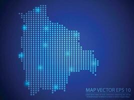 Platz Punkt Karte Blau Farbe, Bolivien Karte mit Licht auf Blau Hintergrund vektor