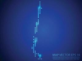 fyrkant punkt Karta blå färg, chile Karta med ljus på blå bakgrund vektor