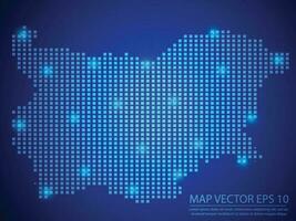 Platz Punkt Karte Blau Farbe, Bulgarien Karte mit Licht auf Blau Hintergrund vektor