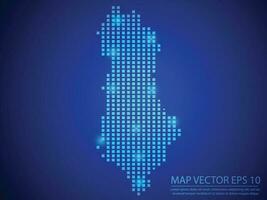 fyrkant punkt Karta blå färg, Albanien Karta med ljus på blå bakgrund vektor