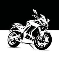 schwarz und Weiß Illustration von mod Geschwindigkeit Motorrad, Vektor Silhouette.