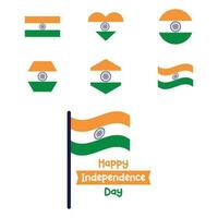 uppsättning av olika Indien flagga oberoende dag vektor illustrationer