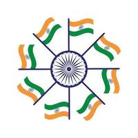 tricolor Indien oberoende dag flagga roterande vektor illustration