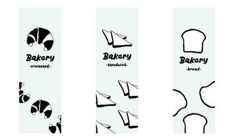 bageri etiketter för bakad, bröd, bageri affär förpackning design. vektor