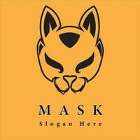 3d Maske Vektor Illustration. Kitsune Japan Wolf Maske Logo Design. mit schwarz und Weiß Silhouette Stil. geeignet zum Logos, Symbole, und T-Shirt Designs