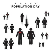 Welt Population Tag Illustration Vektor Design. viele Menschen im Silhouette Stil. geeignet zum Symbol, Logo, Poster, Konzept, Webseite, T-Shirt Design, Aufkleber, Werbung, Unternehmen, Gruß Karte.