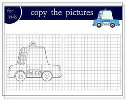 Kopieren ein Bild, ein lehrreich Spiel zum Kinder, ein Karikatur Auto, ein Cabriolet. Vektor Illustration auf ein Weiß Hintergrund