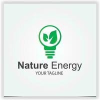 grön blad och Glödlampa, förnybar energi, ekologi, natur, lampa, aning logotyp premie elegant mall vektor eps 10