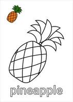 Ananas zum Ausmalen für Kinder vektor