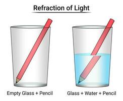 refraktion av ljus experimentera penna i vatten vektor
