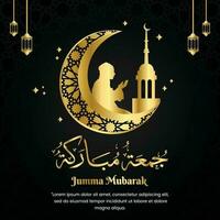 jumma Mubarak schwarz Gold Arabisch Kalligraphie mit ein sehr elegant Design. geeignet zum Ihre Post vektor