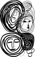 linje konst av ansikte tecknad serie vektor