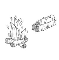 Lagerfeuer handgezeichnete Umrisse Doodle-Symbol. Kaminvektorskizzenillustration für Druck, Netz, Mobile und infographics lokalisiert auf weißem Hintergrund. vektor