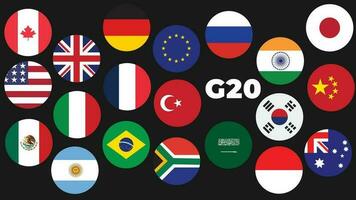 Land bollar av g20 länder vektor