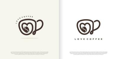 Liebe Kaffee Logo Design Vektor mit kreativ Stil Prämie Vektor
