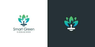 Clever Grün Logo Design Sammlung mit Natur Konzept vektor