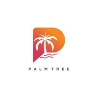 Brief p mit Palme Baum Logo Design Vektor