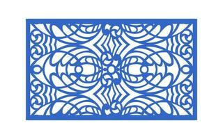 dekorativ blå mönster, islamisk, blommig och geometrisk mall för cnc laser skärande vektor