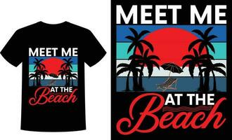 träffa mig på de strand t-shirt vektor