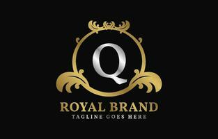 Brief q königlich Marke luxuriös Kreis Rahmen Initiale Vektor Logo Design
