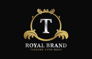 Brief t königlich Marke luxuriös Kreis Rahmen Initiale Vektor Logo Design