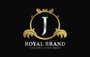 Brief j königlich Marke luxuriös Kreis Rahmen Initiale Vektor Logo Design
