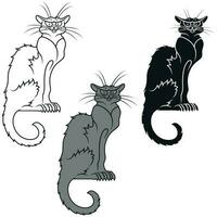 schwarz Katze Karikatur Vektor Design