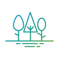 Waldbäume Pflanzen Gradienten-Stil-Ikonen vektor
