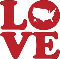 Liebe Amerika USA patriotisch rot Gliederung Silhouette isoliert Vektor Grafik