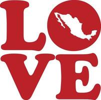kärlek mexico mexikansk röd översikt silhuett isolerat vektor grafisk