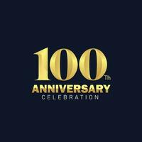 golden 100 Jahrestag Logo Design, luxuriös und schön Schwanz golden Farbe zum Feier Fall, Hochzeit, Gruß Karte, und Einladung vektor