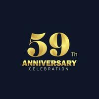 gyllene 59: e årsdag logotyp design, lyxig och skön kuk gyllene Färg för firande händelse, bröllop, hälsning kort, och inbjudan vektor