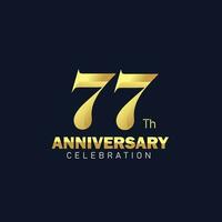 gyllene 77: e årsdag logotyp design, lyxig och skön kuk gyllene Färg för firande händelse, bröllop, hälsning kort, och inbjudan vektor