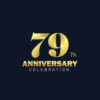 gyllene 79: e årsdag logotyp design, lyxig och skön kuk gyllene Färg för firande händelse, bröllop, hälsning kort, och inbjudan vektor