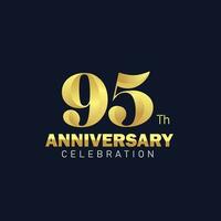 gyllene 95:e årsdag logotyp design, lyxig och skön kuk gyllene Färg för firande händelse, bröllop, hälsning kort, och inbjudan vektor