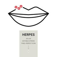 Herpes von das Lippen Pixel perfekt Symbol mit editierbar Schlaganfall.kalt Wunden konzept.vektor Illustration isoliert auf Weiß Hintergrund. vektor