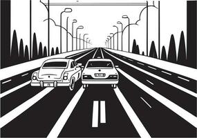 bil på de motorväg vektor silhuett illustration