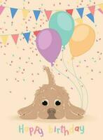 süß Geburtstag einladend Karte mit ein glücklich Hund Vektor