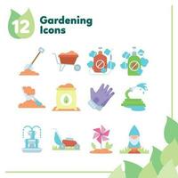 uppsättning av annorlunda färgad trädgårdsarbete ikoner vektor