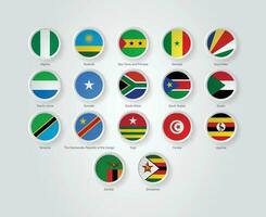 3d Flagge Symbole prägen Kreis von Afrika Länder vektor