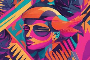 11 färgglada kvinna estetisk bakgrund abstrakt illustration vektor
